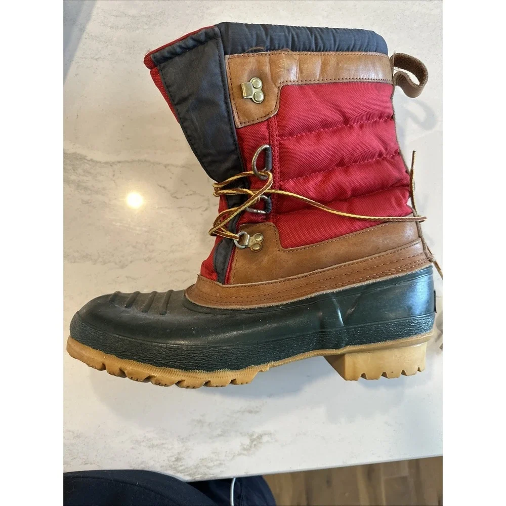 Vintage Mens 12 Lands End Snow boots Water Repellent sherpa- Wear Or Camp Decor